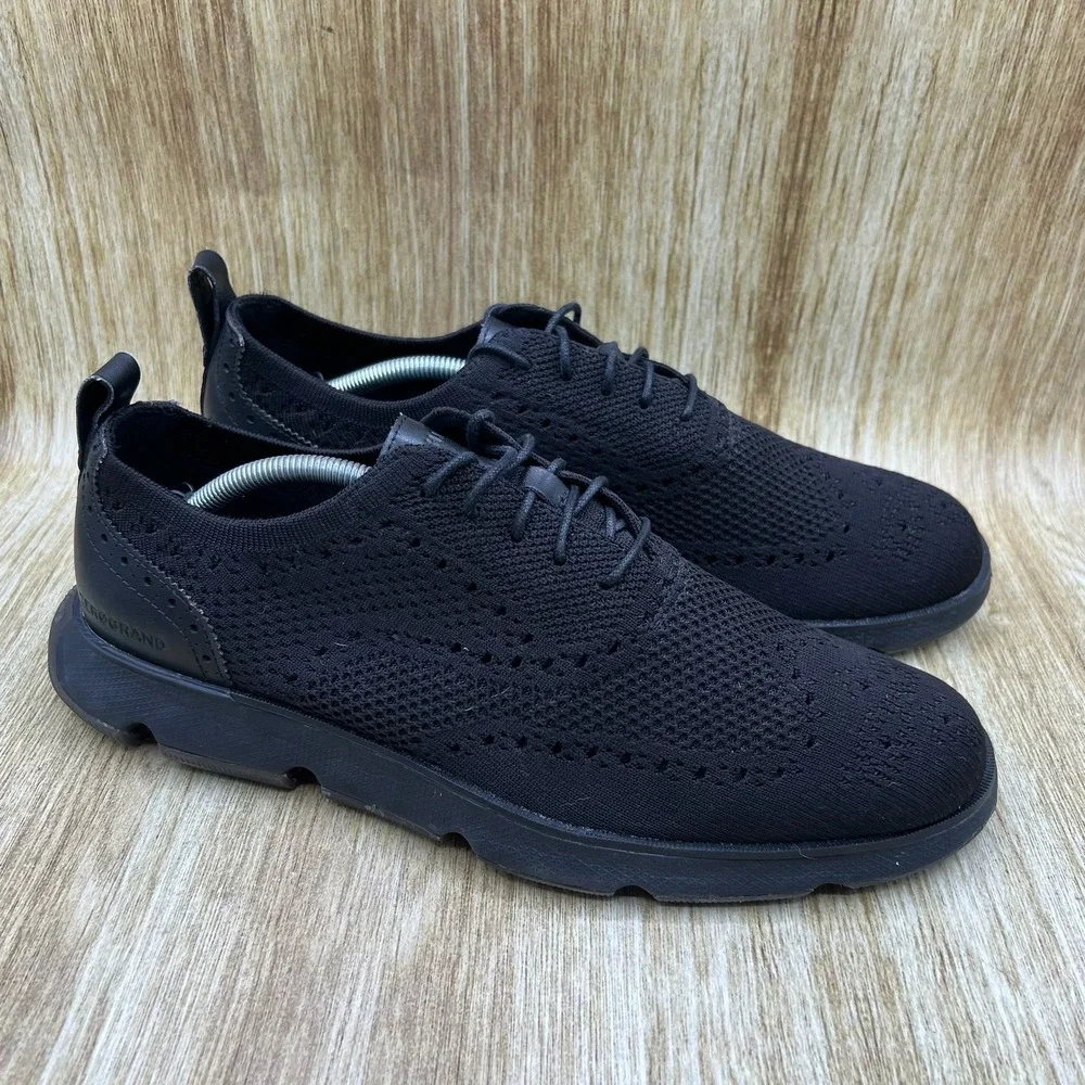 Cole Haan 4.Zerogrand Oxford Men's Size 12 Black Stitchlite Wingtip Knit C35744